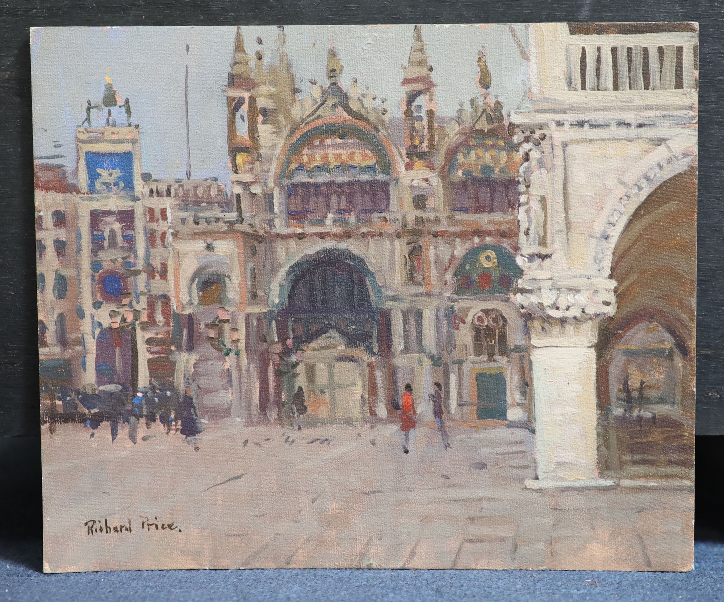 Richard Price ROI (1962-), Piazzetta San Marco - Clock tower and Piazzetta, oil on board, 25 x 30cm. Unframed.